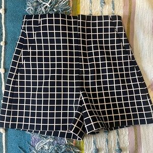 Zara Black and White Grid Pattern Shorts